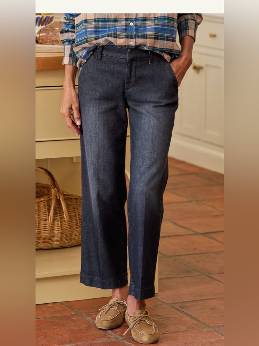 NWT Frank & Eileen Westport Italian Denim Wide Leg Jeans - Size 6 1981 Dark Blue